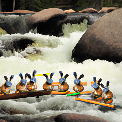 Thirteen rabbits swimming through class five river rapids while drinking beer